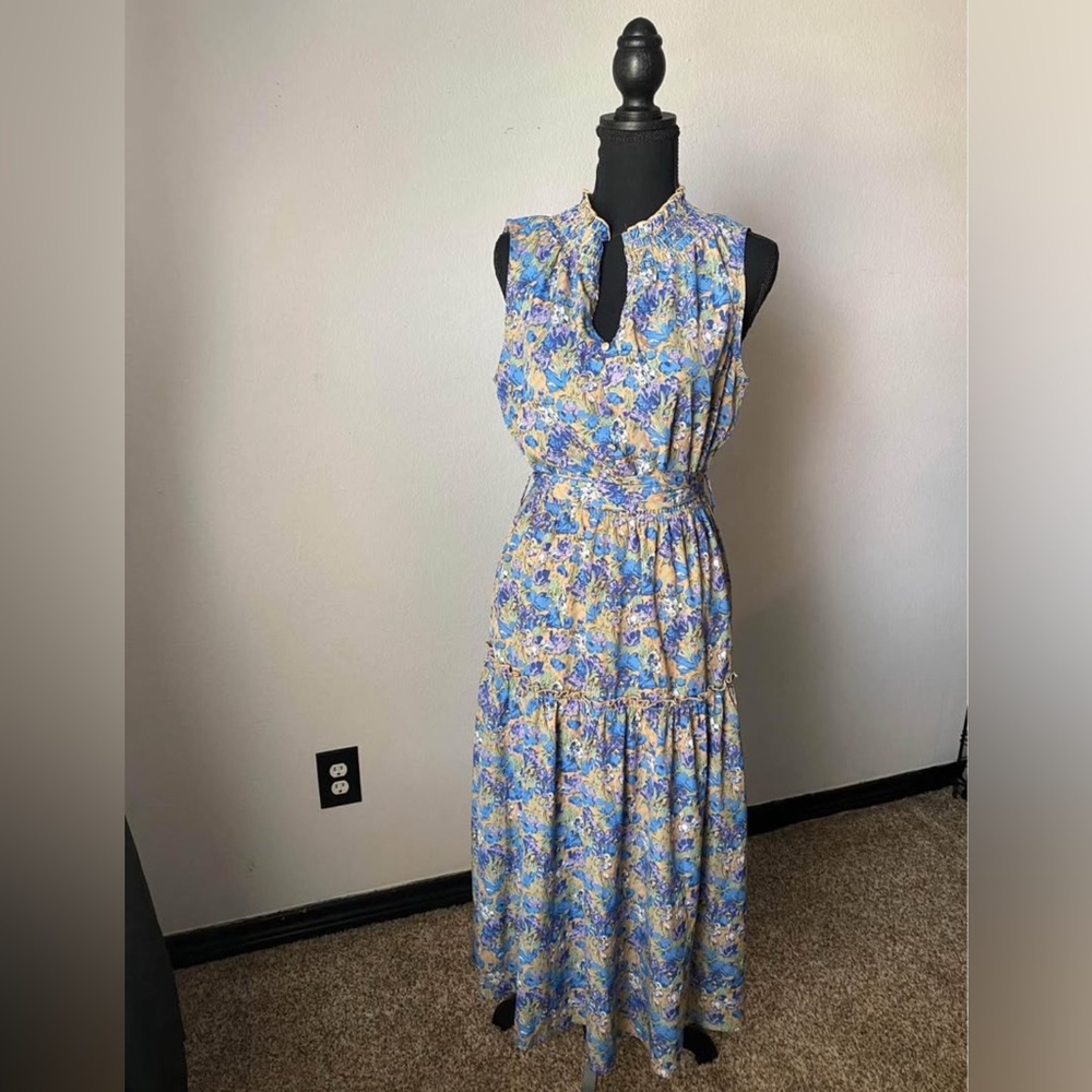 Entro Blue and Yellow Floral Maxi Dress